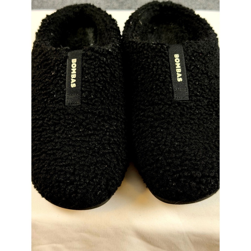 Bombas Sunday Slippers Black Sherpa Fleece Slip On Mule Shoes Womens 7 Mens 5.5 - Picture 5 of 6